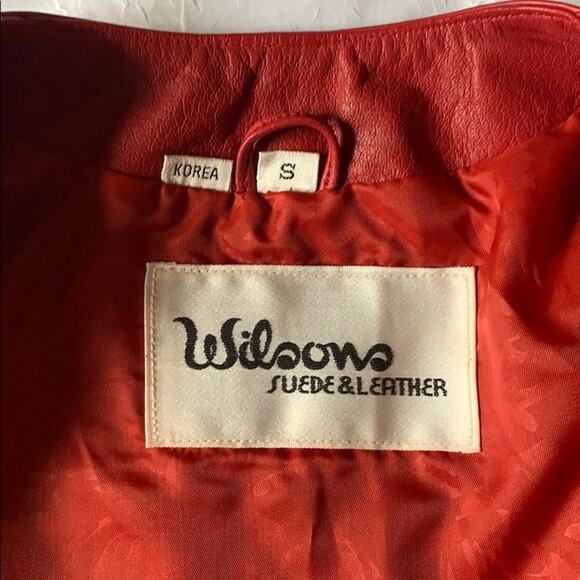 Vintage 80s Wilsons red fitted genuine leather jacket, small - Picture 8 of 8
